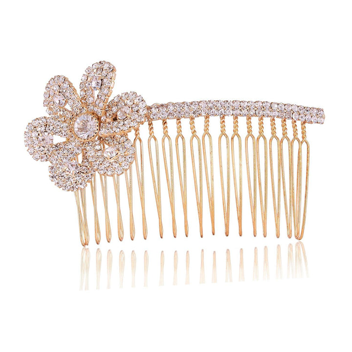 Women Gold-Toned Embellished Comb Pin - Trendisia