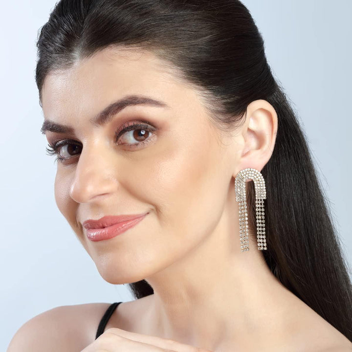 Gold-Plated Contemporary Drop Earrings - Trendisia