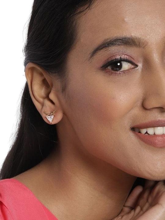 Gold-Plated Contemporary Studs Earrings - Trendisia