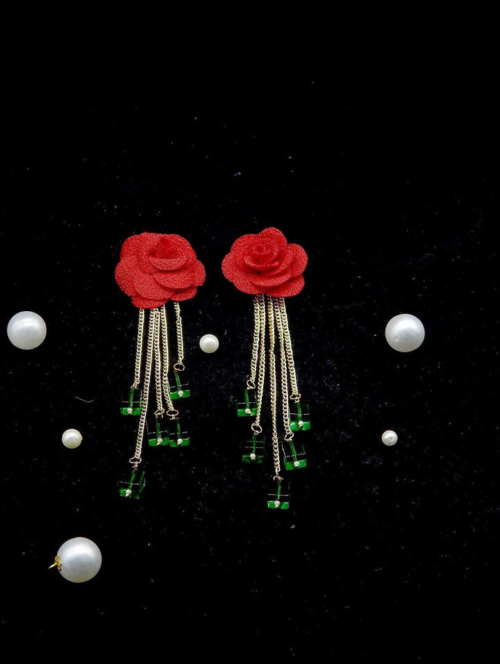 Gold-Plated Crystal Floral Drop Earrings - Trendisia