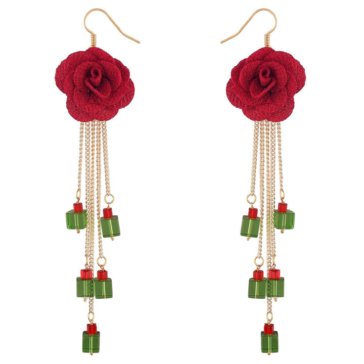Gold-Plated Crystal Floral Drop Earrings - Trendisia