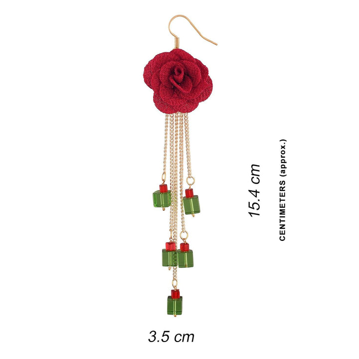 Gold-Plated Crystal Floral Drop Earrings - Trendisia