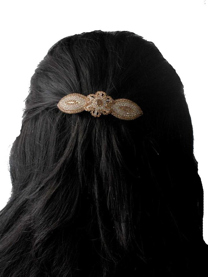 Gold Plated designer Rhinestone Hair Clip - Trendisia