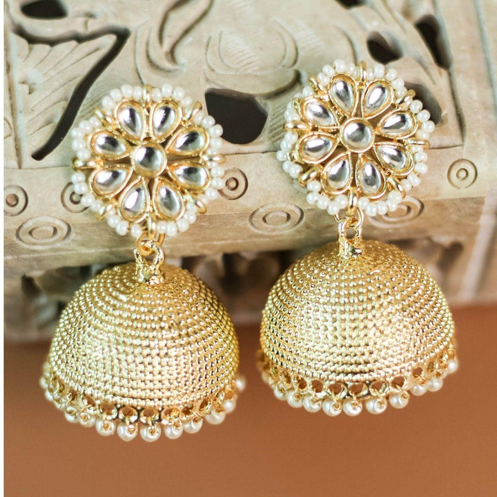 Gold-Plated Dome Shaped Handcrafted Jhumkas - Trendisia