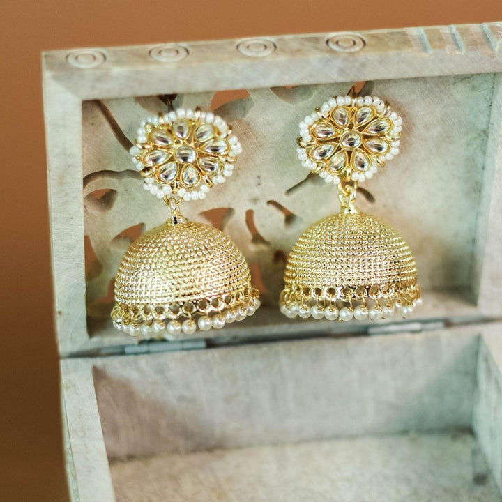 Gold-Plated Dome Shaped Handcrafted Jhumkas - Trendisia