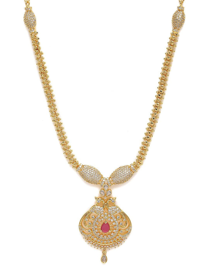 Gold-Plated Embellished AD Studded Necklace - Trendisia