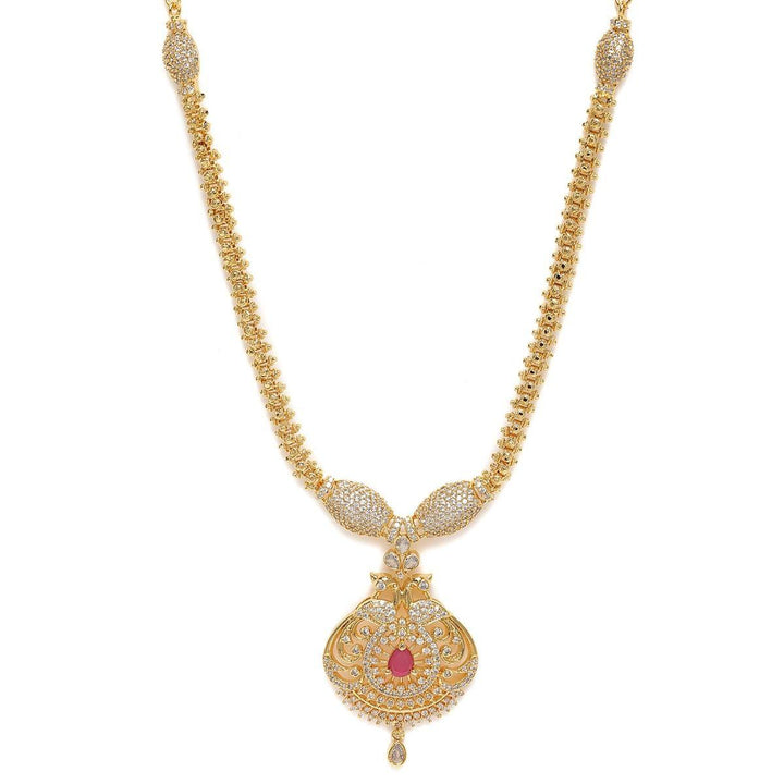 Gold-Plated Embellished AD Studded Necklace - Trendisia