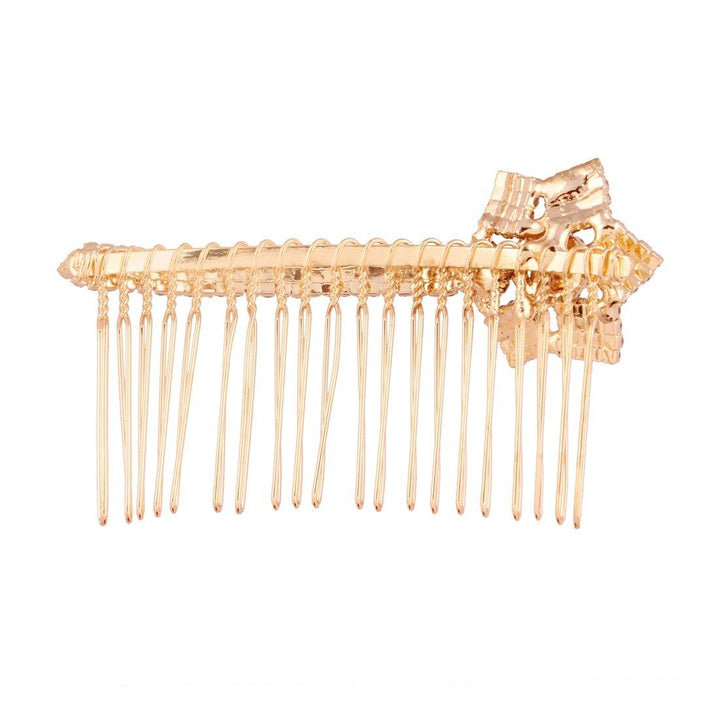 Gold Plated Floral Bridal Comb Pin - Trendisia