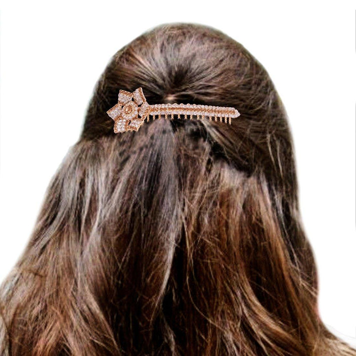 Gold Plated Floral Bridal Comb Pin - Trendisia