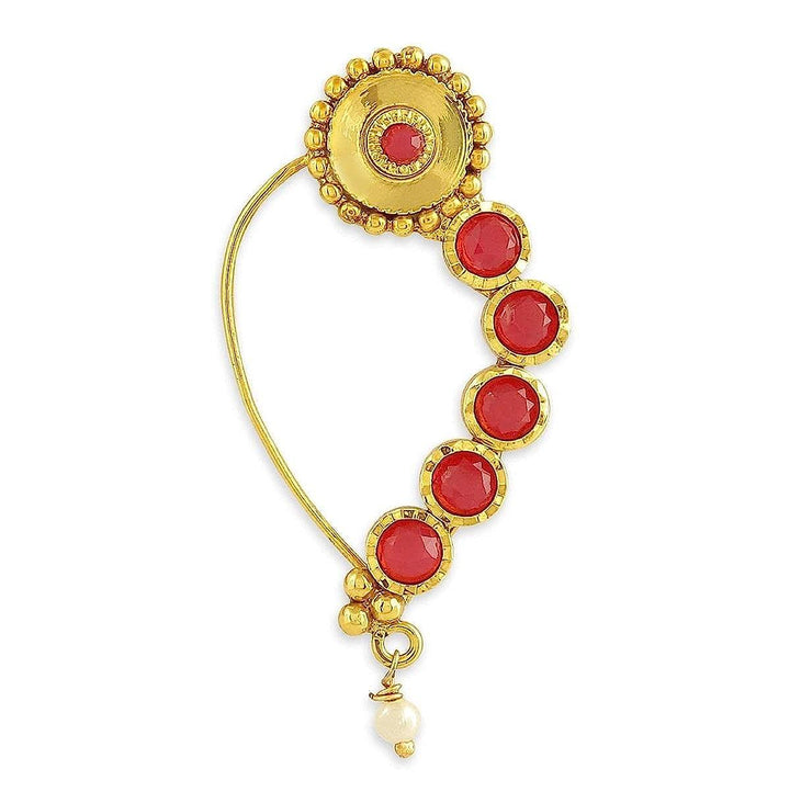 Gold Plated Floral Nath Nose pin - Trendisia