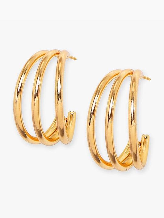 Gold Plated Geometric Set of 9 Hoops - Trendisia