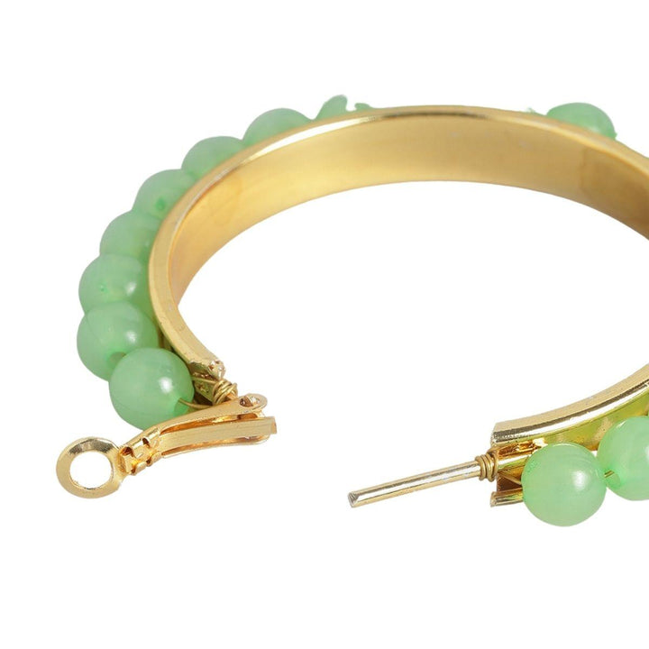 Gold-Plated Green Circular Hoop Earrings - Trendisia