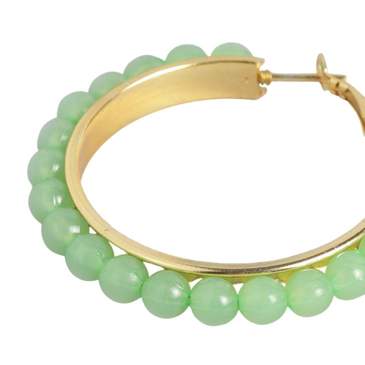 Gold-Plated Green Circular Hoop Earrings - Trendisia