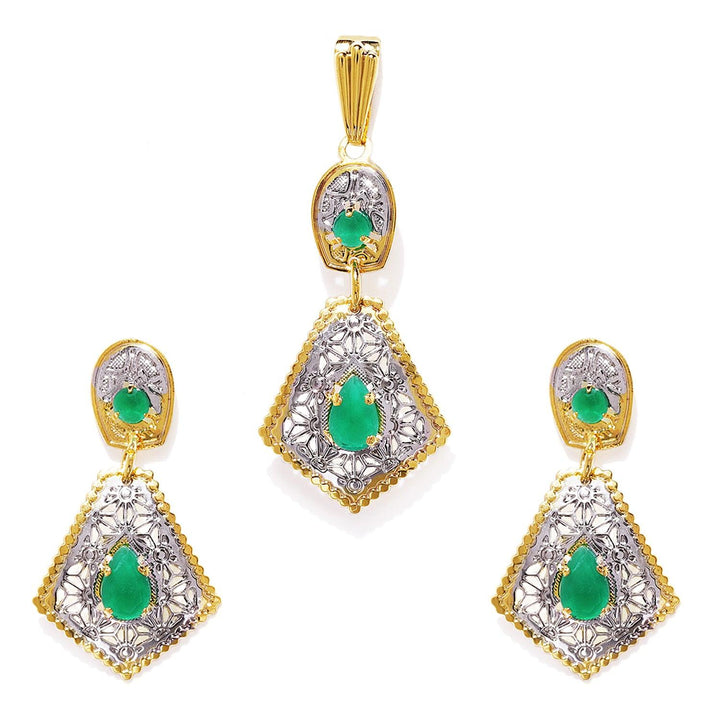 Gold-Plated Green Pendant Set - Trendisia