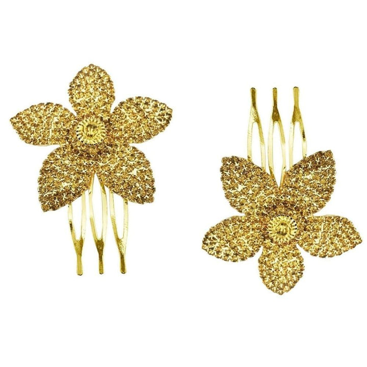 Gold Plated Hair Comb Pins Set of 2 - Trendisia