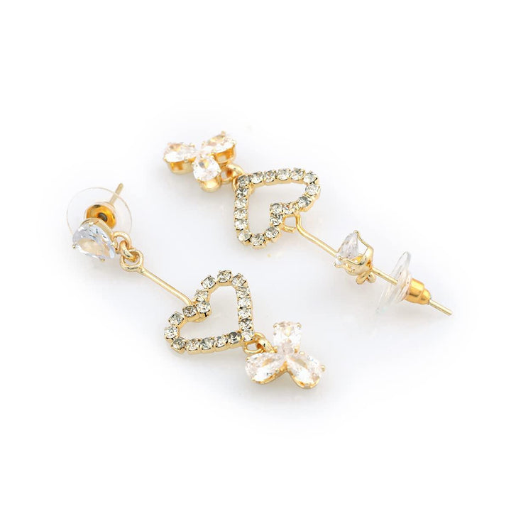 Gold-Plated Heart Shaped Drop Earrings - Trendisia