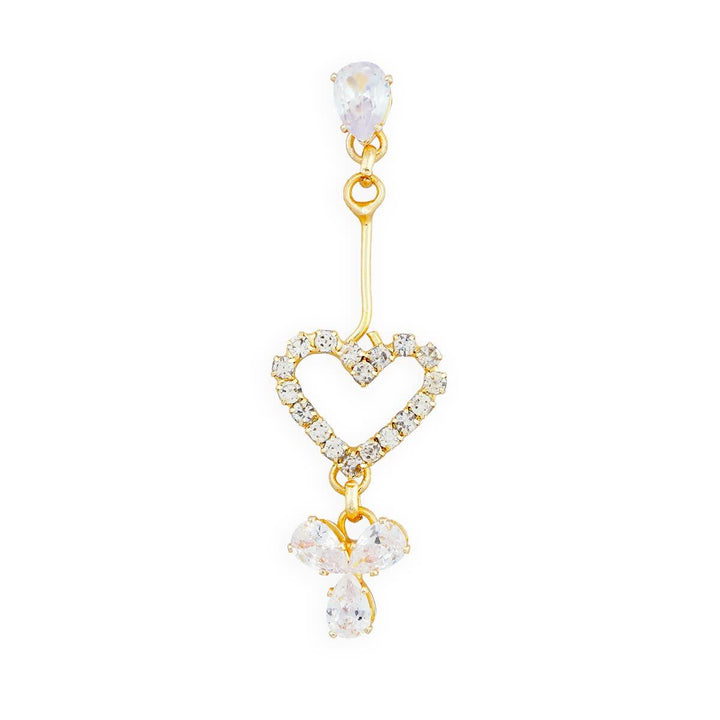 Gold-Plated Heart Shaped Drop Earrings - Trendisia