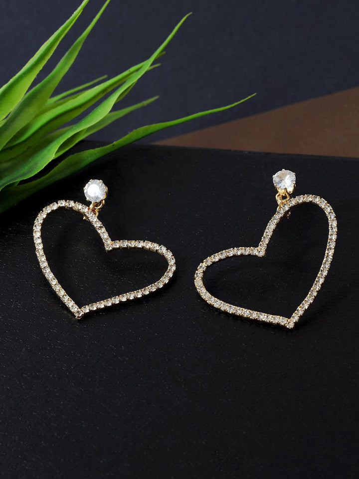 Gold-Plated Heart Shaped Hoop Earrings - Trendisia