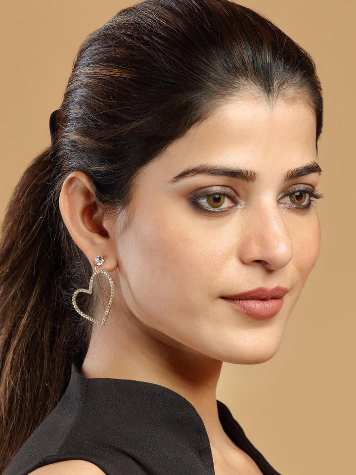 Gold-Plated Heart Shaped Hoop Earrings - Trendisia