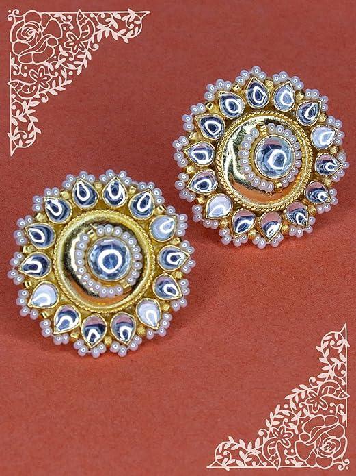 Gold Plated Jadau Kundan Studs' - Trendisia