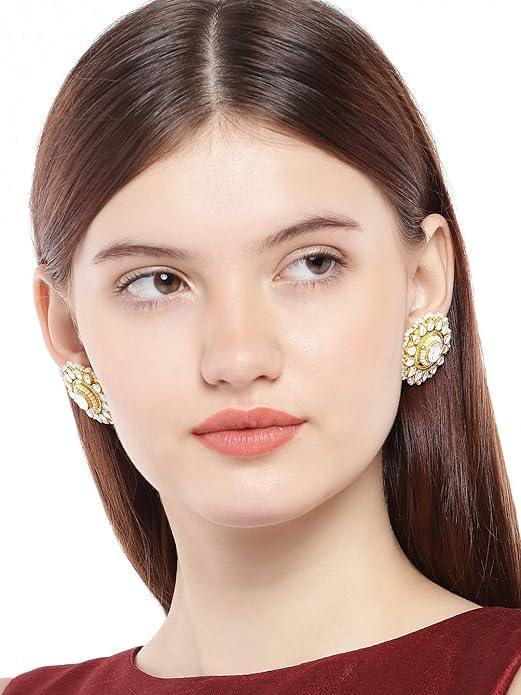 Gold Plated Jadau Kundan Studs' - Trendisia