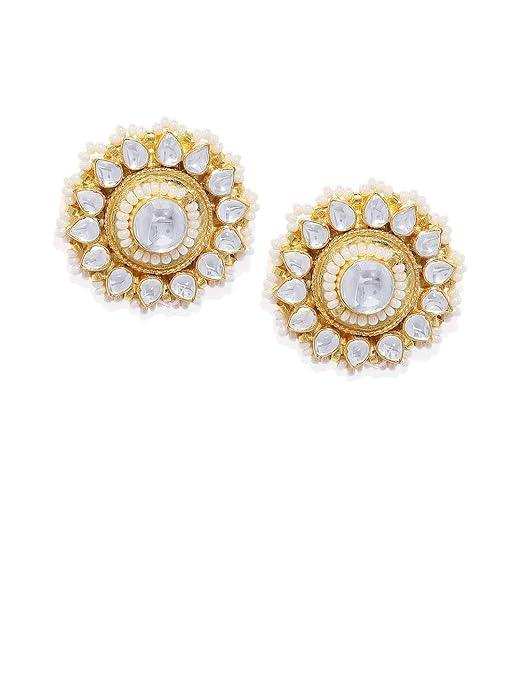 Gold Plated Jadau Kundan Studs' - Trendisia