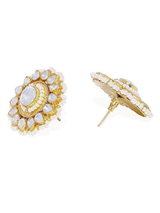 Gold Plated Jadau Kundan Studs' - Trendisia