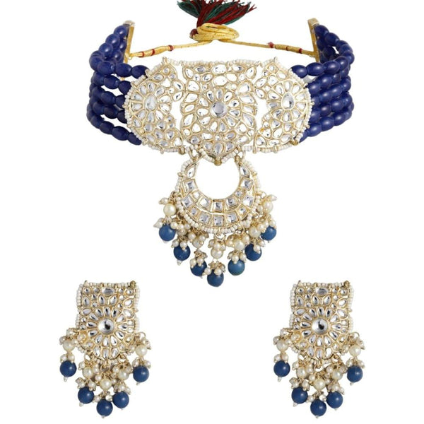 Gold Plated Kundan Beads Choker Set - Trendisia