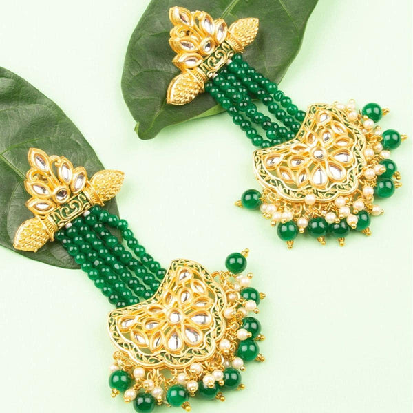Gold-Plated Kundan Classic Drop Earrings - Trendisia