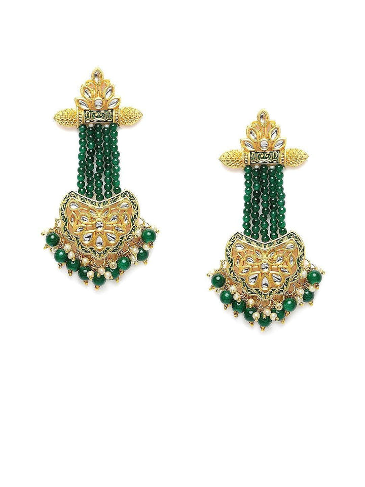 Gold-Plated Kundan Classic Drop Earrings - Trendisia