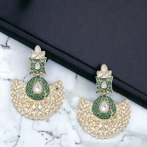 Gold plated Kundan Dangle Earrings - Trendisia