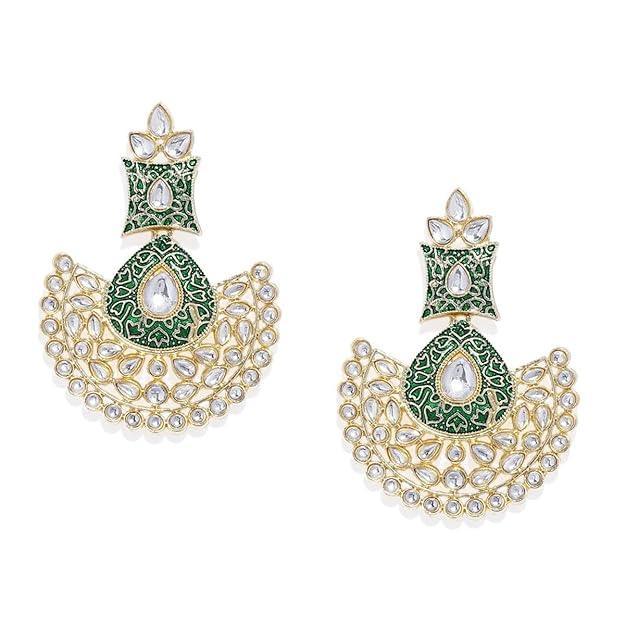 Gold plated Kundan Dangle Earrings - Trendisia