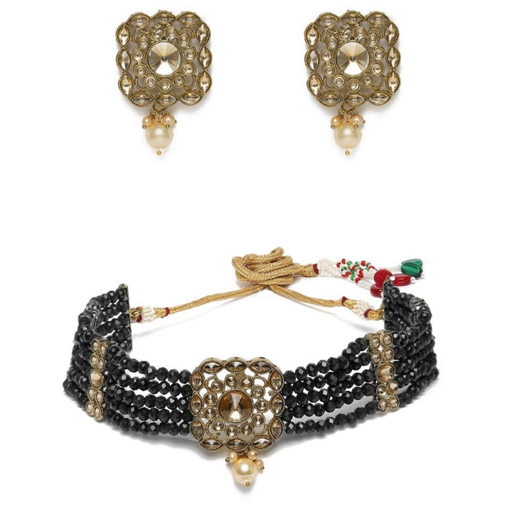 Gold-Plated Kundan Handcrafted Jewelry Set - Trendisia