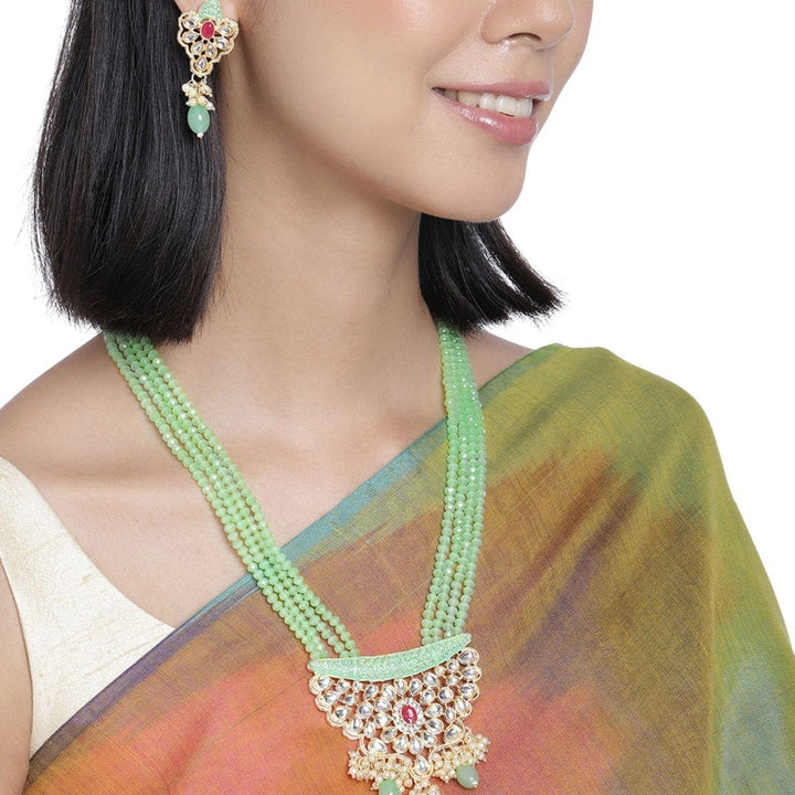 Gold Plated Kundan Meenakari Jewellery Set - Trendisia