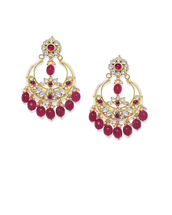 Gold-Plated Kundan Oversized earrings - Trendisia