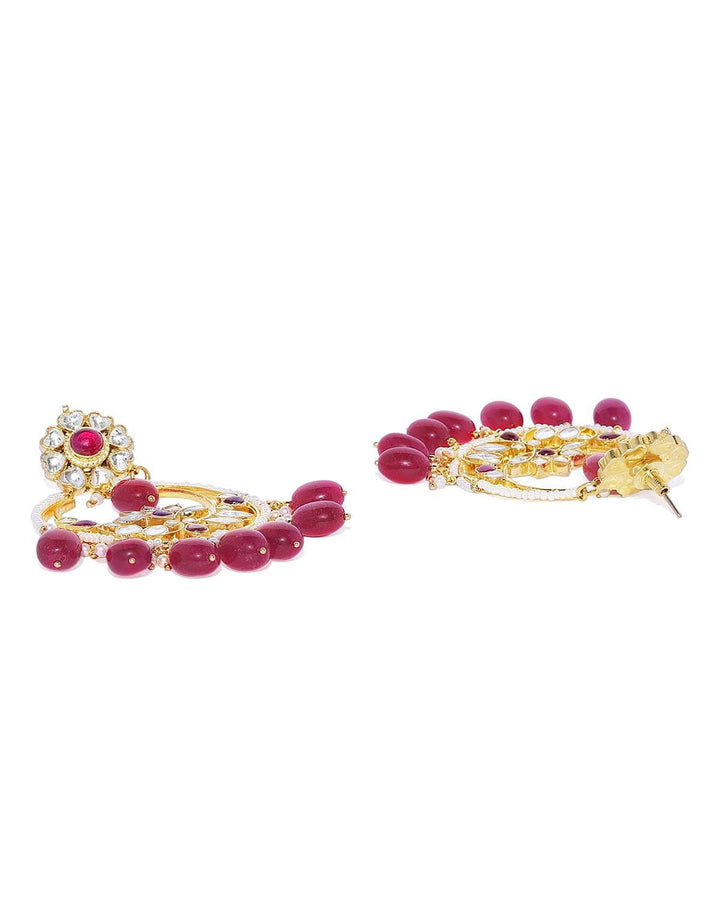 Gold-Plated Kundan Oversized earrings - Trendisia