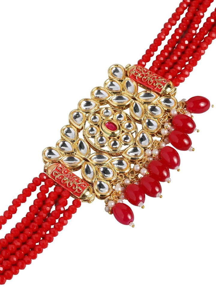 Gold-Plated Kundan-Studded Jewellery Set - Trendisia