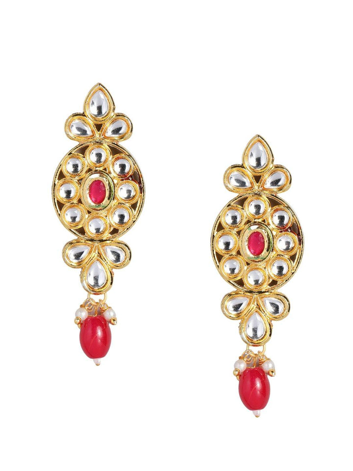 Gold-Plated Kundan-Studded Jewellery Set - Trendisia