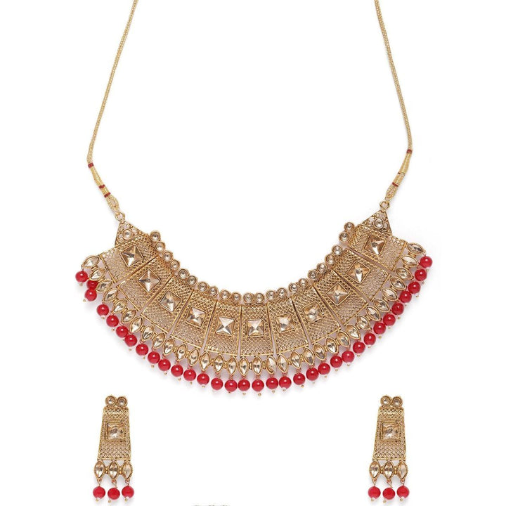 Gold-Plated kundan Studded Jewelry Set - Trendisia