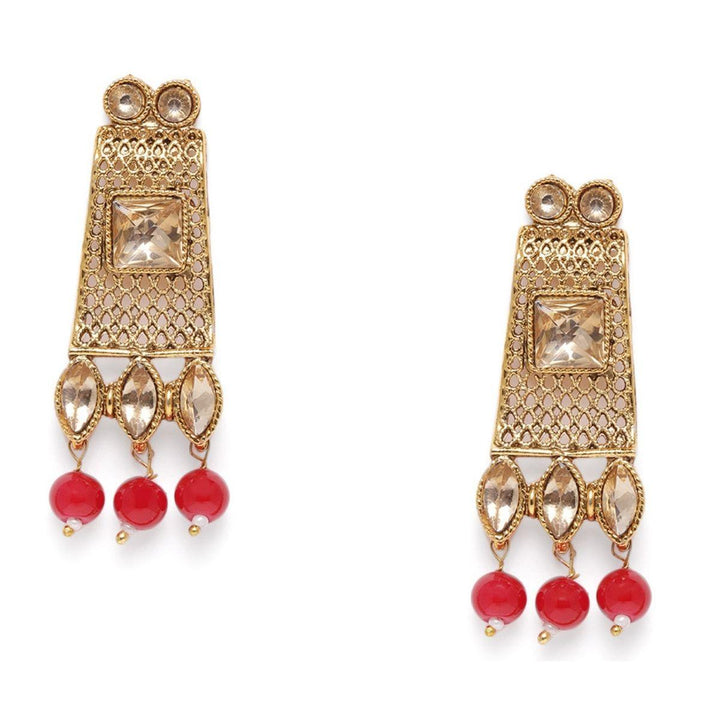 Gold-Plated kundan Studded Jewelry Set - Trendisia