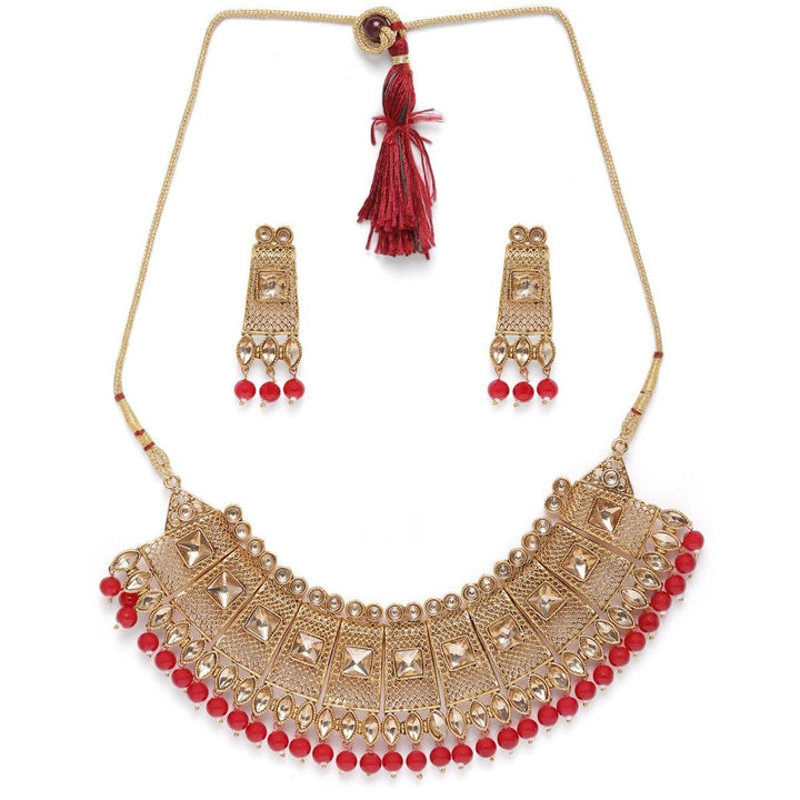 Gold-Plated kundan Studded Jewelry Set - Trendisia