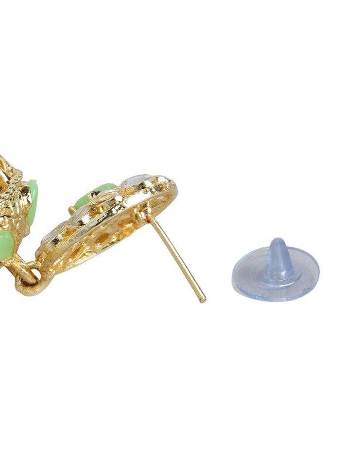 Gold Plated Kundan White Green Jewellery Set - Trendisia