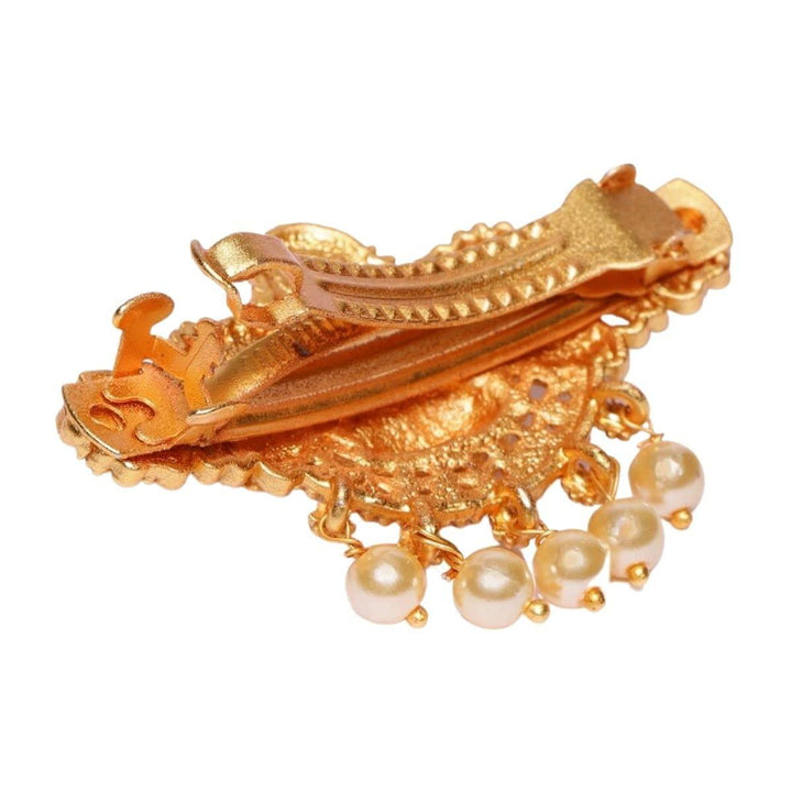 Women Gold-Toned Beaded French Barrette - Trendisia
