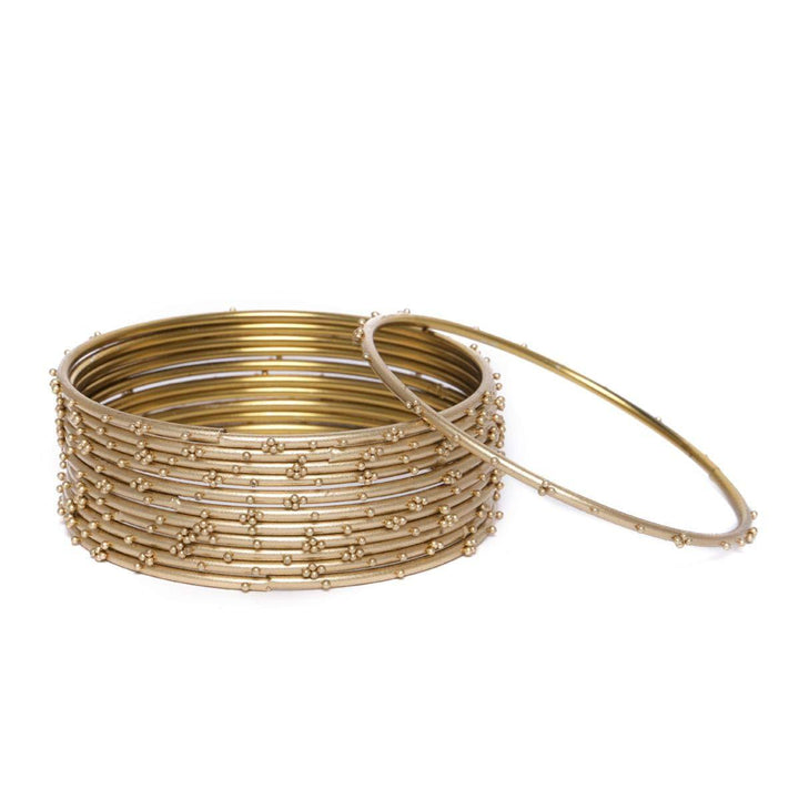 Gold-Plated Oxidized Bracelet Bangles Set - Trendisia