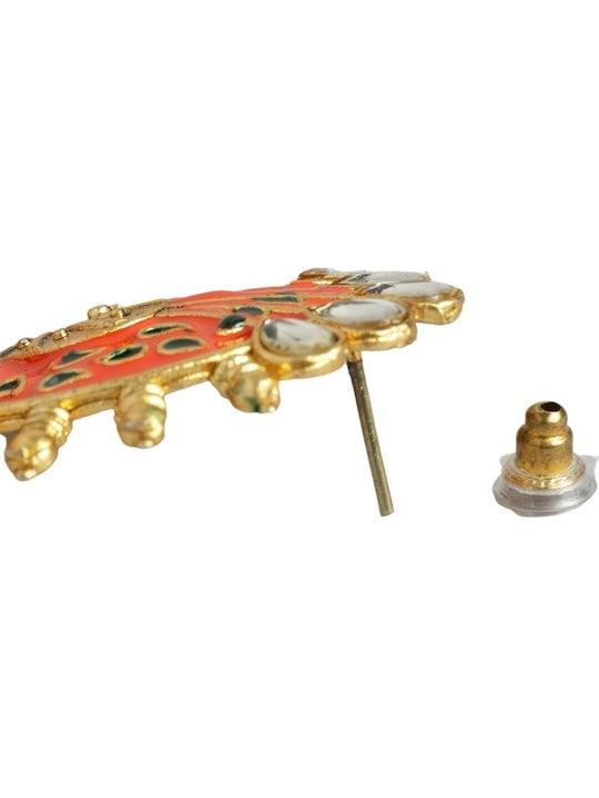 Gold-Plated Peacock Shaped Jhumkas Earrings - Trendisia