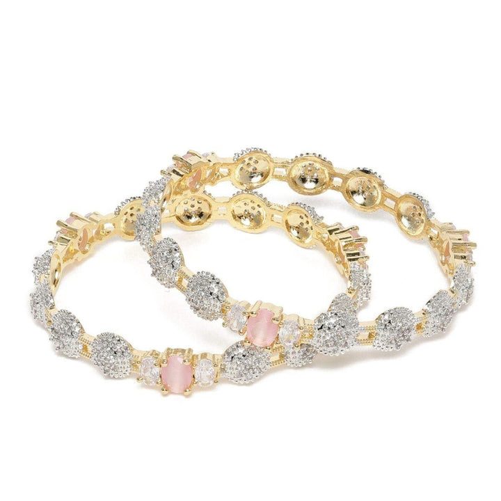 Gold-Plated Pink AD Studded Bangles - Trendisia