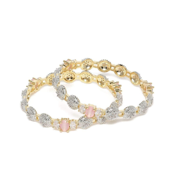 Gold-Plated Pink AD Studded Bangles - Trendisia