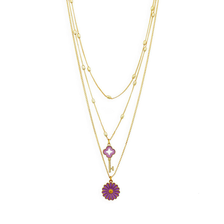 Gold-Plated Pink Brass Layered Chain - Trendisia