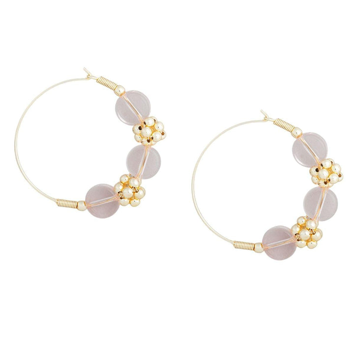 Gold-Plated Pink Circular Hoop Earrings - Trendisia