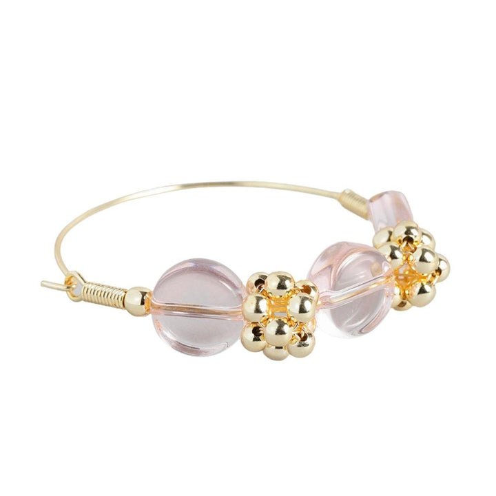 Gold-Plated Pink Circular Hoop Earrings - Trendisia